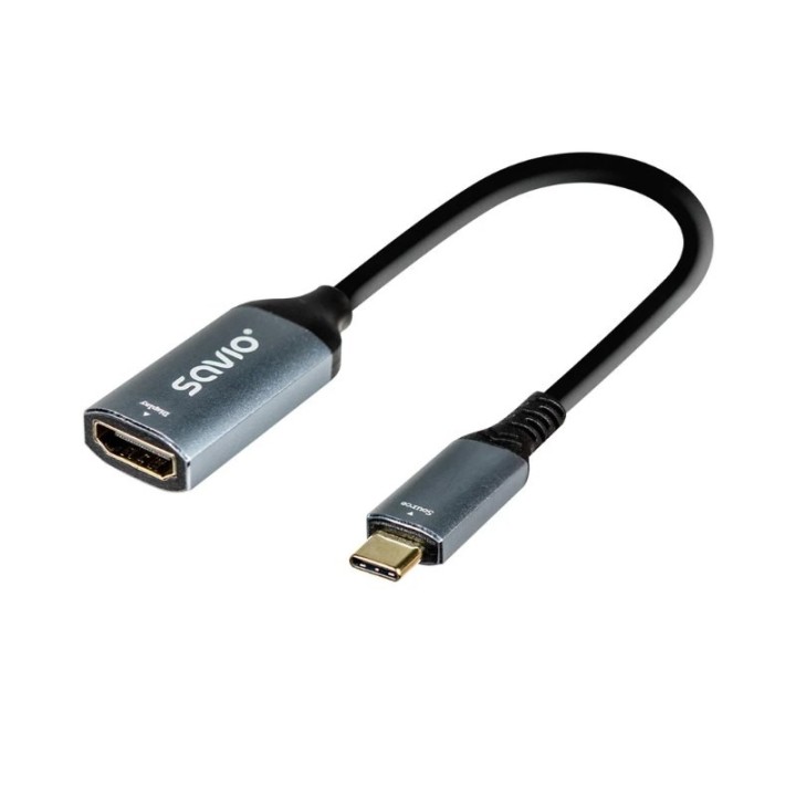 adaptador savio ak-78 usb-c hdmi (h) 60 hz silv plateado  plug