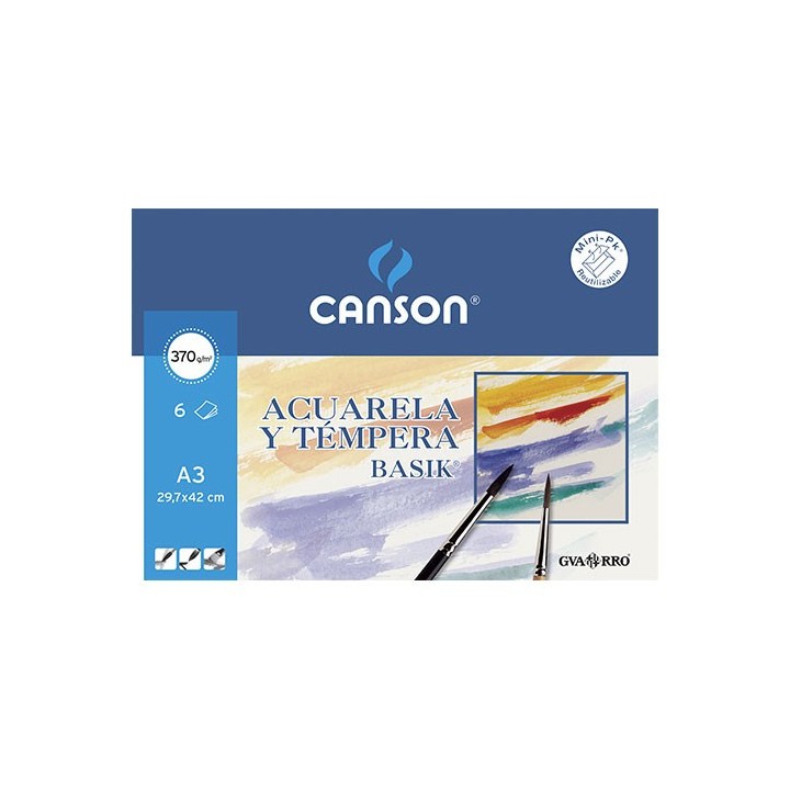 canson minipack 6 hojas acuarela 370g a3 guarro canson c200402393