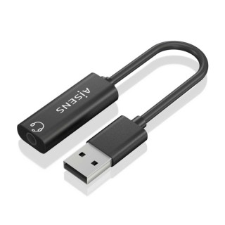 conversor aisens usb-a a audio 48khz usb-a/m-jack 3.5/h negro 10cm