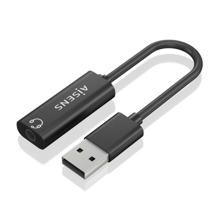 conversor aisens usb-a a audio 48khz usb-a/m-jack 3.5/h negro 10cm