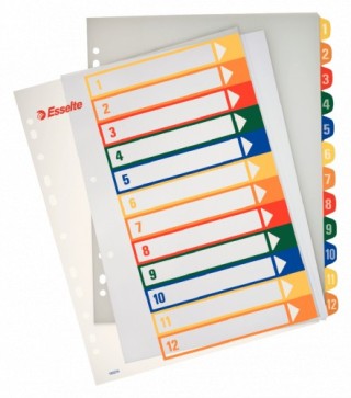 esselte indices de proyectos polipropileno 1-12 posiciones imprimibles formato a4 maxi esselte 10021