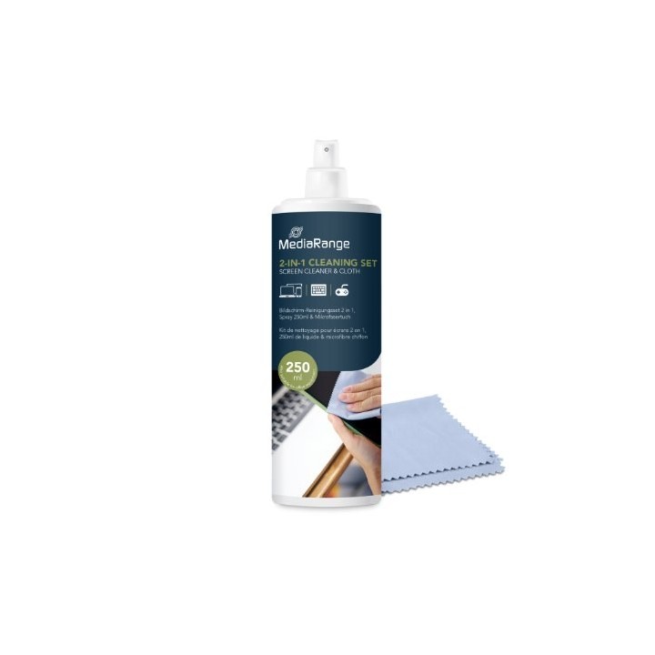 spray limpiador pantalla mediarange 250ml incluye pano de microfibra
