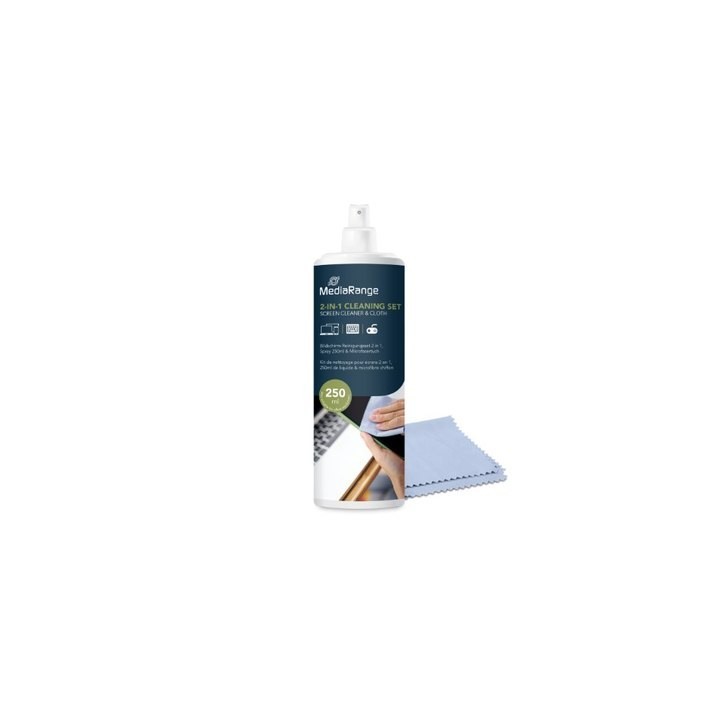 spray limpiador pantalla mediarange 250ml incluye pano de microfibra