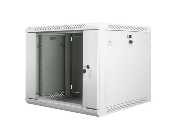armario lanberg mural 9u 600x600 rack 19 flat pack v2 puerta cristal gris