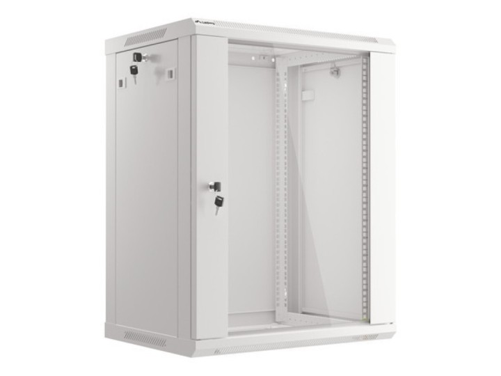 armario lanberg mural rack 19 15u 600x450 flat pack v2 puerta cristal gris