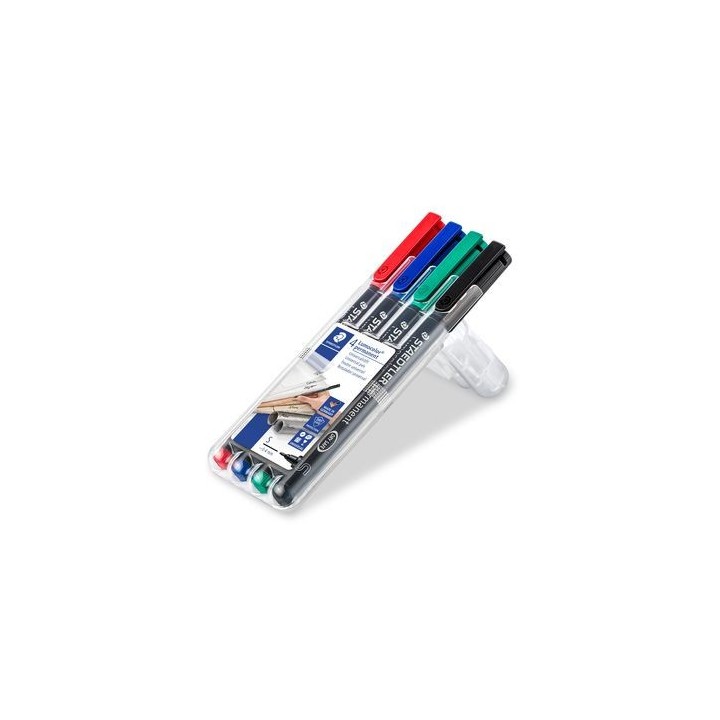 staedtler estuche 4 marcadores lumocolor permanente punta superfina 0,4mm. surtidos staedtler 313 wp