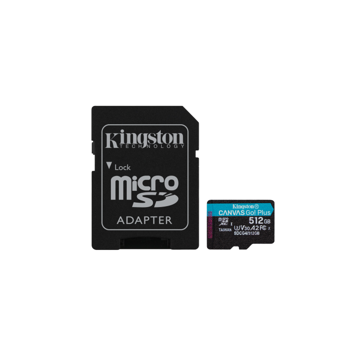 kingston kingston technology tarjeta microsdxc canvas go plus gen4 de 512 gb, 200 mb/s, a2 u3 v30 y