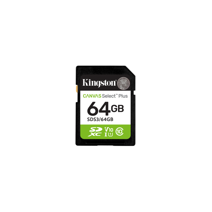 kingston kingston technology 64 gb sdxc canvas select plus gen3 100 mb/s c10 uhs i u1 v10