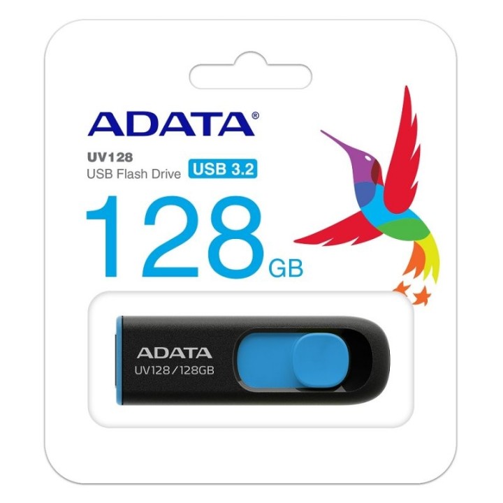adata lapiz usb uv128 128gb usb 3.2 negro/azul