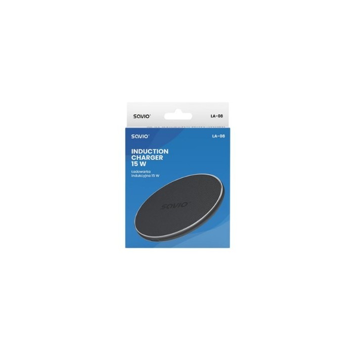 cargador qi savio 15 w la 08 negro carga inalambrica versatil prot. puerto usb