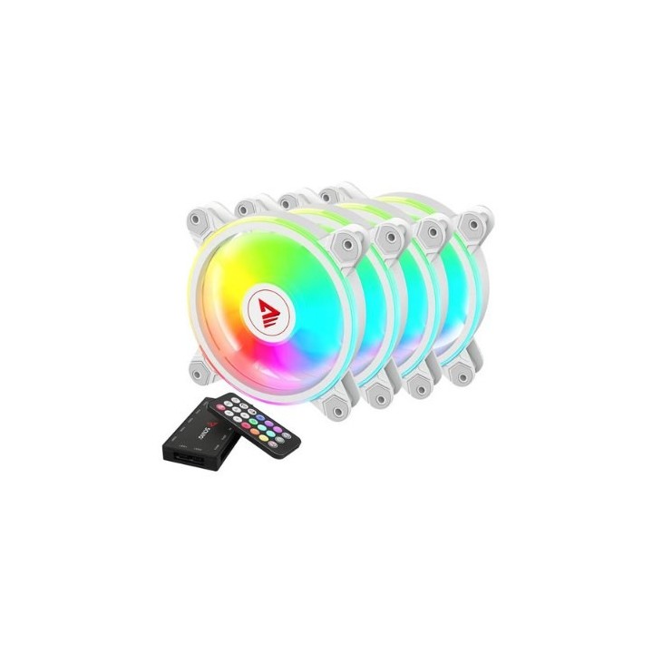 kit 4 ventiladores pc savio con mando white fan 01 argb refrigeracion eficaz 12v iluminacion rgb
