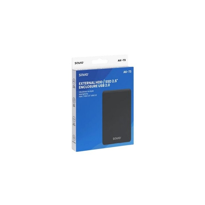 carcasa externa disco duro hdd sdd 2.5  ak 73 73 negro seg. datos plug