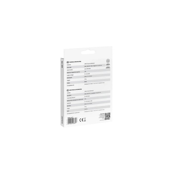 carcasa externa disco duro hdd sdd 2.5  ak 73 73 negro seg. datos plug