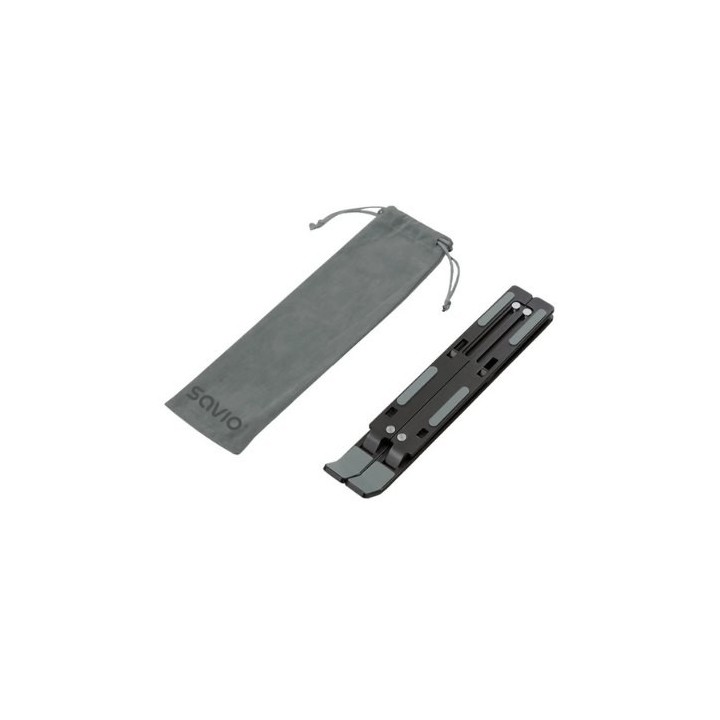 soporte savio para tablet o portatil pb 05 negro inclinacion ajustable en 7 niveles