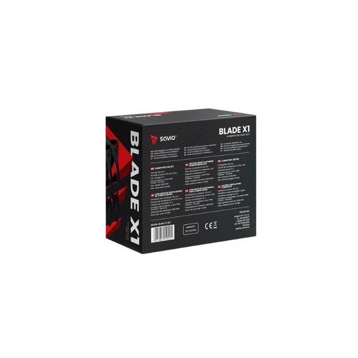 ventilador 120x120 savio  blade x1 pack 3 120mm 4 pines 1800rpm 32dba