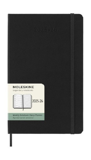 moleskine agenda 18m 2025 2026 semanal l  13 x 21 cm  negra tapa dura moleskine dhb18wn3y26