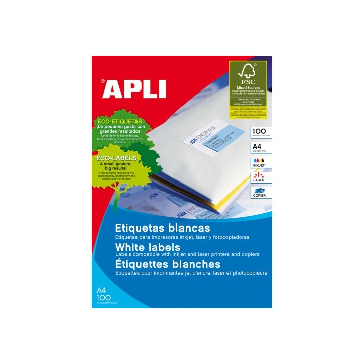 apli caja 100 hojas etiqueta blanca ilc 70x30 1271 apli