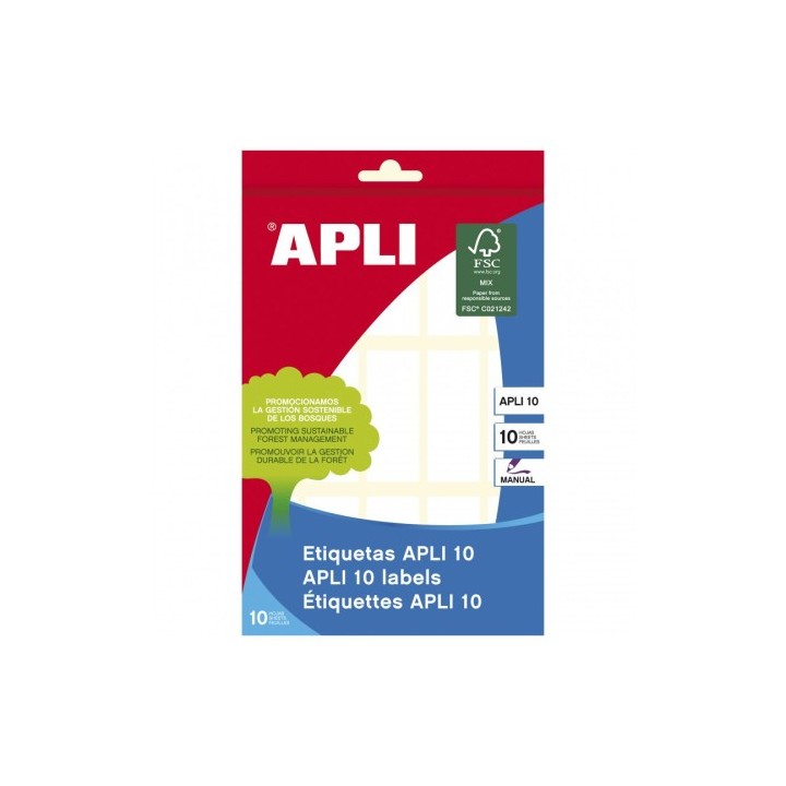apli pack 10 hojas  150 uds  etiquetas blancas 20x50 apli 1642