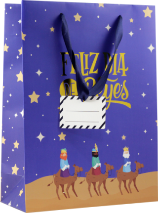 bismark bolsa papel reyes magos l  32x14x40 cm  foil con tarjeta colgante colores surtidos bismark 3
