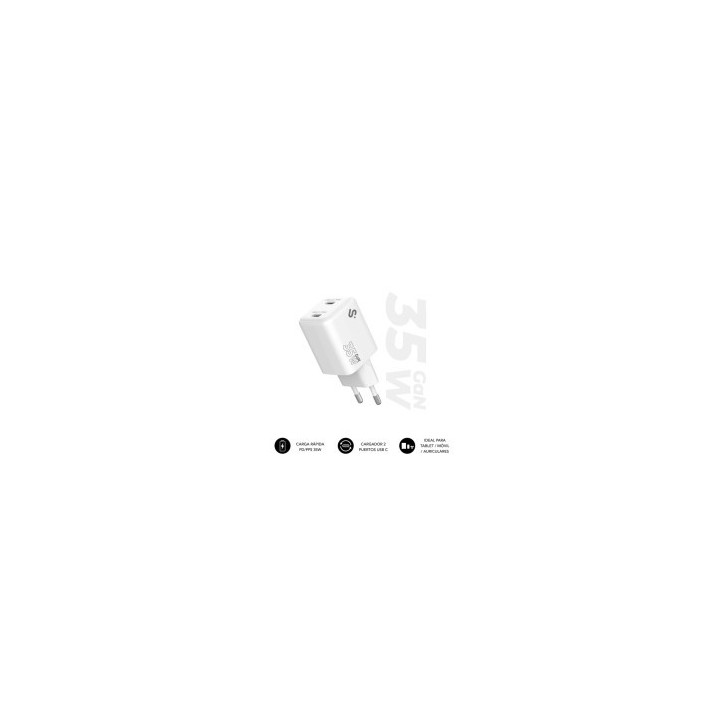 subblim subblim cargador gan 35w charger usb c+c