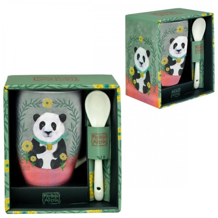 enesco taza de ceramica con cuchara enesco panda