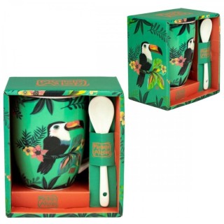 enesco taza de ceramica con cuchara enesco tucan
