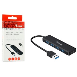 equip hub usb equip life a 4 x usb 3.2   1 x usb tipo c + adaptador usb tipo c
