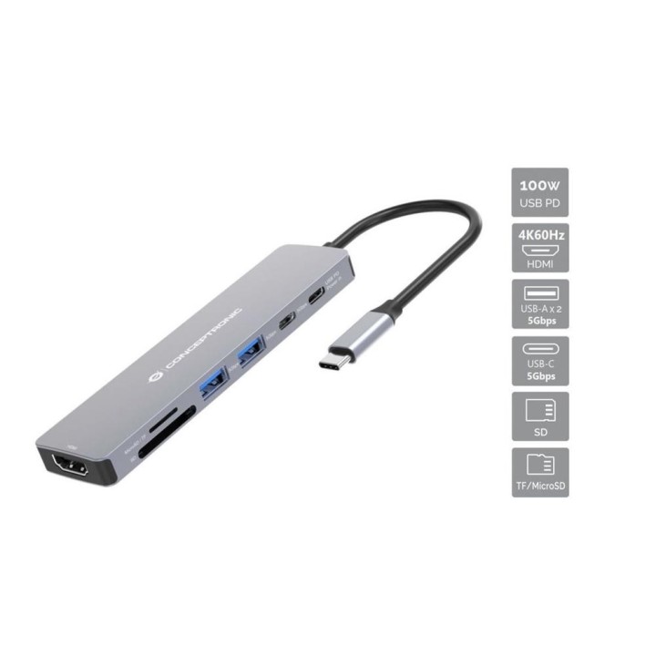 conceptronic docking station conceptronic donn28g usb tipo c 7 en 1