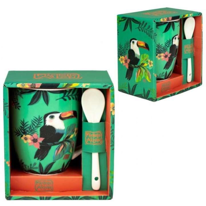 enesco taza de ceramica con cuchara enesco tucan
