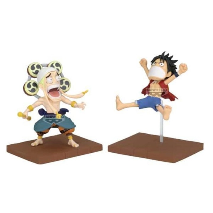 banpresto figura banpresto one piece world collectable figure log stories luffy y enel 8cm