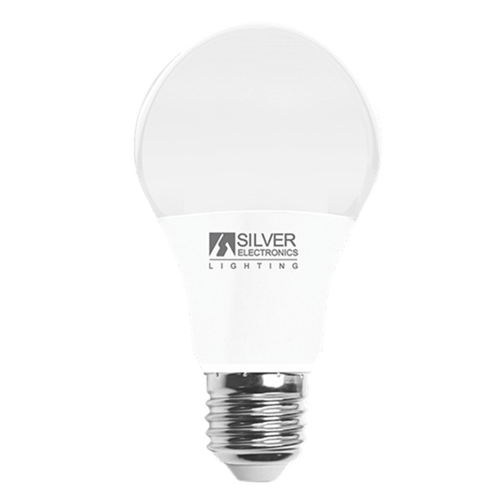 silver bombilla led eco silver electronics estandar 8w 48w    e27    3000k    660 lm    220o    luz