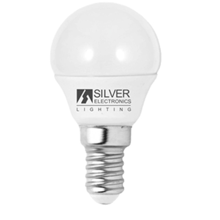 silver bombilla led silver electronic eco esferica 5w 35w    e14    3000k    436 lm    160o    luz c