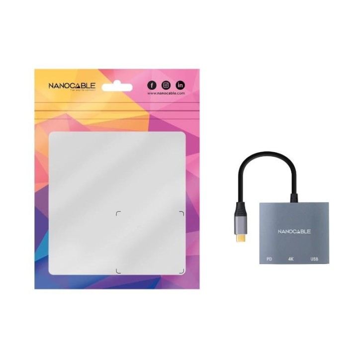 nanocable conversor usb c a hdmi/usb3.0/pd 15 cm