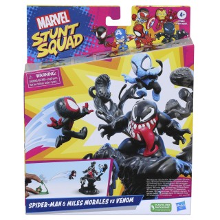 hasbro set de juego hasbro marvel stunt squad villain knockdown spider - man y miles morales vs veno