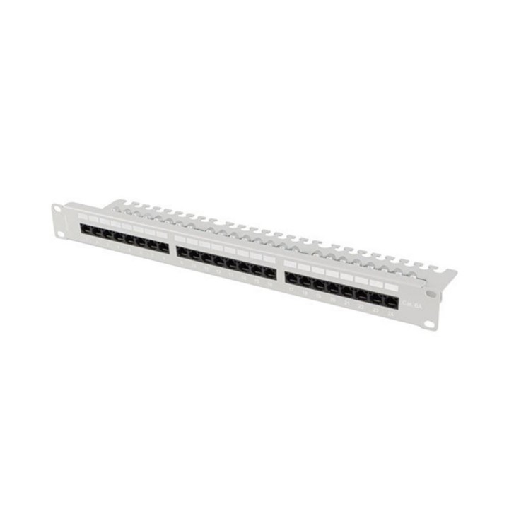 lanberg patch panel lanberg 24 puertos 1u 19 pulgadas cat.6a utp con organizador cables gris