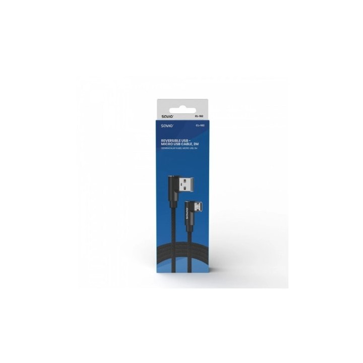cable reversible usb savio micro a usb a 1m cl 161 quick charge 2.4a transf.datos 480 mbs cable 1m