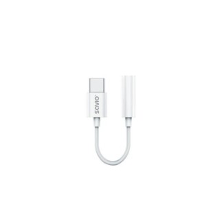 adaptador usb c savio ak 51 blanco dac usb tipo c mini jack 3,5 mm