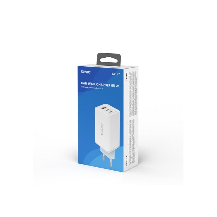cargador gan savio la 07 blanco quick charge 4.0 power delivery 3.0