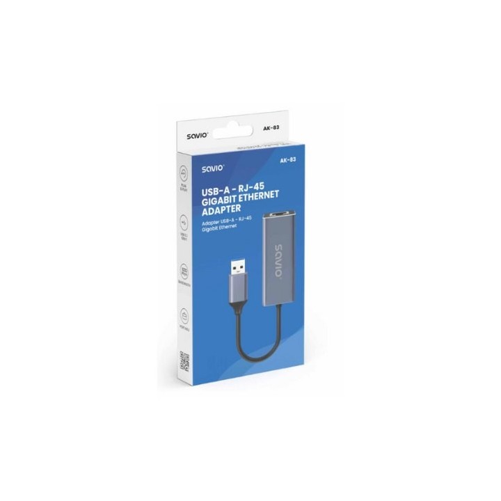 adaptador savio usb a a rj 45  ak 83 plug