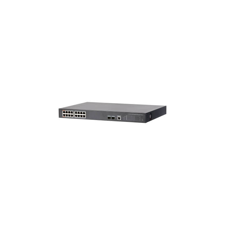 dahua dahua   dh pfs4218 16gt 240   switch poe 16 puertos gigabit + 2 sfp uplink gigabit 240w 802.3a