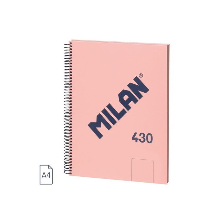 milan cuaderno a4 con espiral y tapa dura, 80 hojas blancas de 95 gr/m, coleccion 430 since 1918, ro