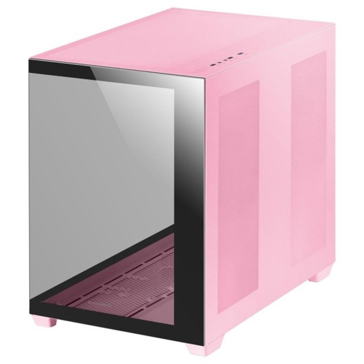 mars gaming caja ordenador mars gaming  mcv4p premium custom xxl cristal templado rosa