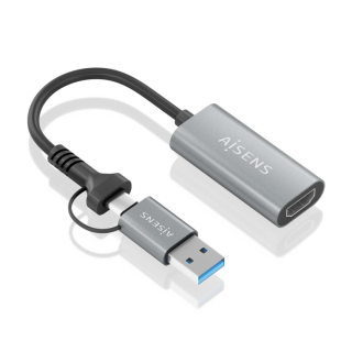 conversor aisens aluminio usb a/m+usb c/m hdmi/h 1080p@60hz 15cm