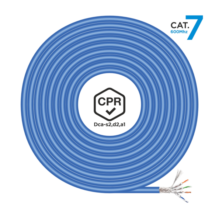 bobina cable red aisens rj45 lszh cpr dca cat.7 sftp awg23 100m azul