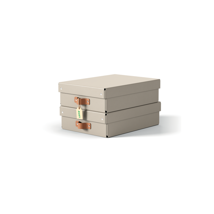 leitz pack 2 cajas de almacenamiento carton mediana baja color beige leitz 61480012