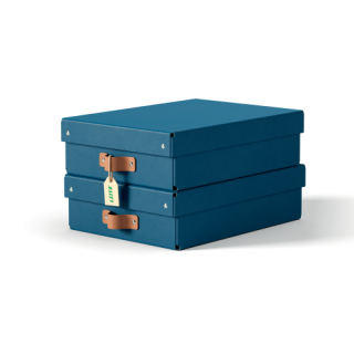 leitz pack 2 cajas de almacenamiento carton mediana baja color azul leitz 61480068