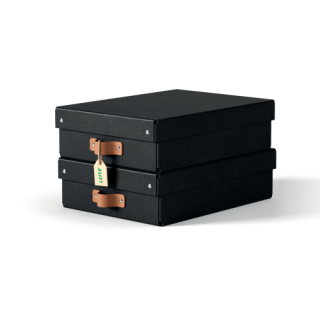 leitz pack 2 cajas de almacenamiento carton mediana baja color negro leitz 61480095