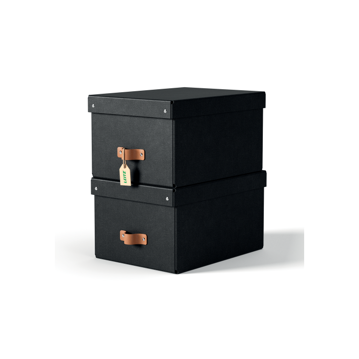 leitz pack 2 cajas de almacenamiento carton mediana color negro leitz 61490095