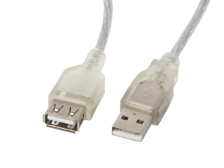cable alargador lanbergusb 2.0 macho hembra ferrita 1.8m transparente