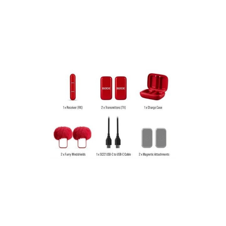 microfono rode wireless micro c red usb c 21h battery gainassist 21dba 73db